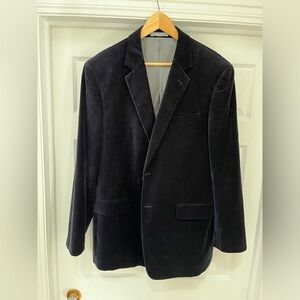 Bellissimo Corduroy Blazer Mens 44 Tall Long Dark Blue Suit Jacket 100% corduroy